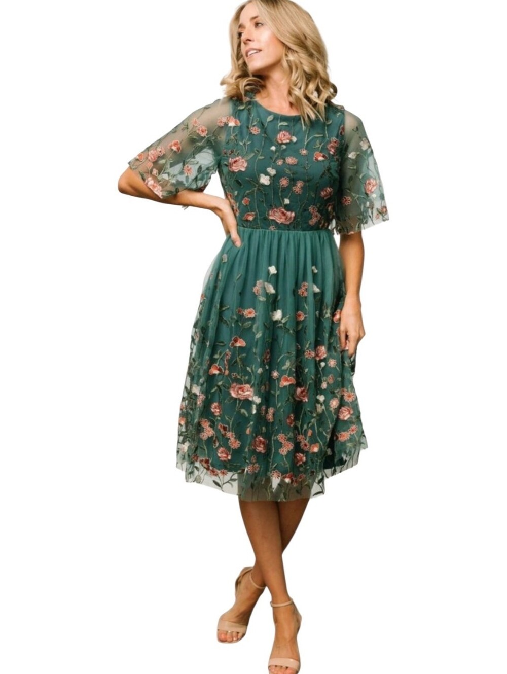 NWT Baltic Born Duchess Tulle in Jade Garden Embroidered Dress Size XS